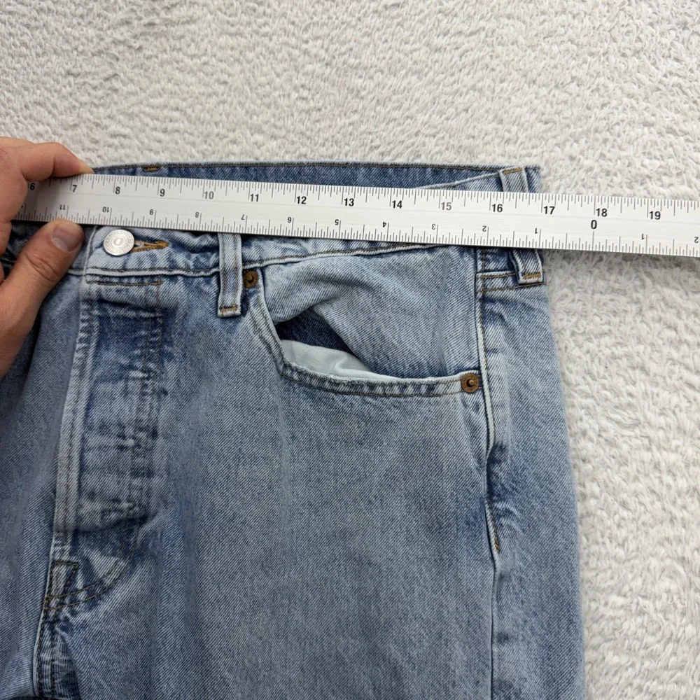 Levis 501 Premium Mens Straight Leg Light Wash Blue Denim Button Fly Jeans 34x34